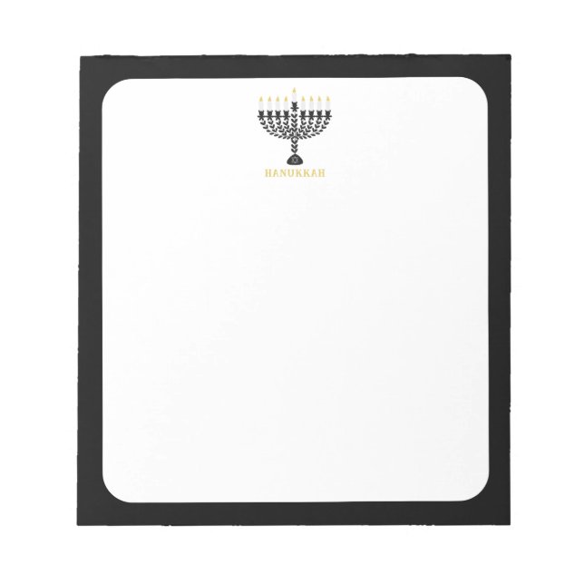 Simple Festival of Lights Menorah Hanukkah  Notepad (Front)