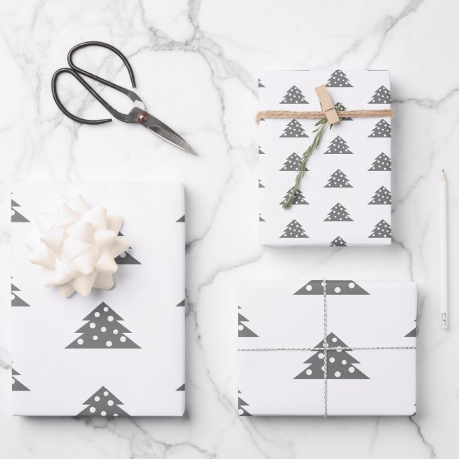 Simple Festive Christmas Tree Holiday Wrapping Paper Sheet (Front)