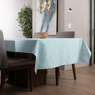 Simple Festive Light Blue White Speckled Dots Tablecloth