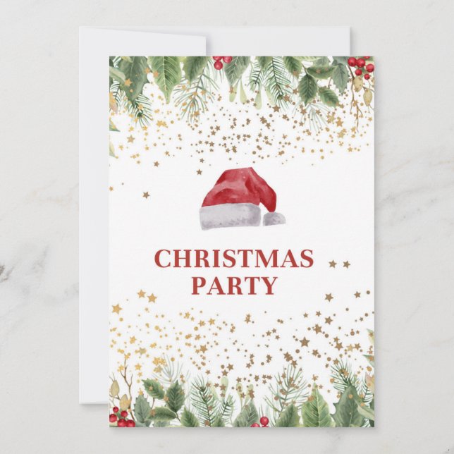 Simple Festive Santas Hat Christmas Party Invitati Invitation (Back)