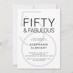 Simple Fifty and Fabulous 50th Birthday Party Invitation