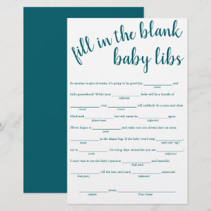 Simple Fill in the Blanks Teal Aqua Shower Game