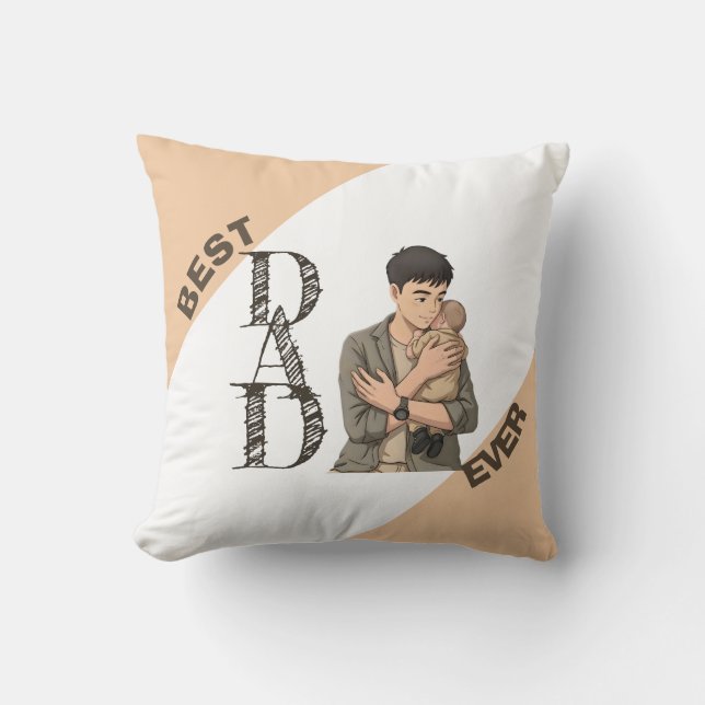 Simple First Father’s Day Anime Style Throw Pillow (Front)