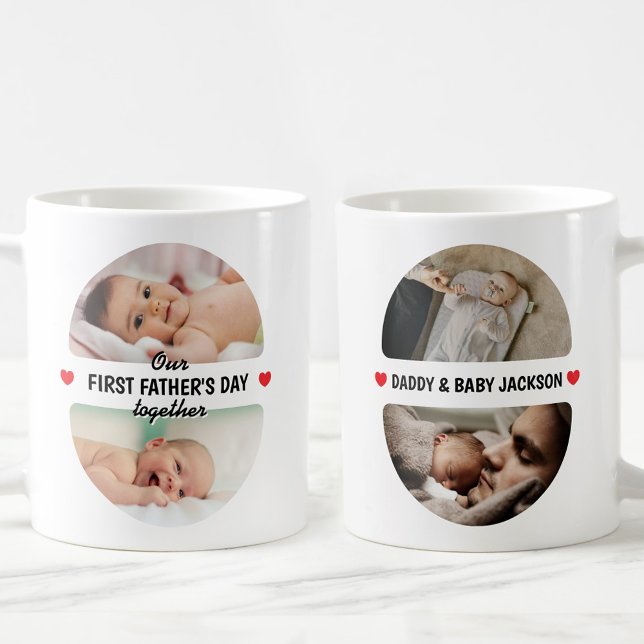 Simple First Father's Day Egg-Inspired 4 Photo Coffee Mug (Creator Uploaded)