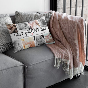 Simple First Father's Day Picture Collage   Daddy Lumbar Pillow