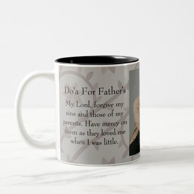 Simple First Father's Day Picture Collage Two-Tone Coffee Mug (Left)