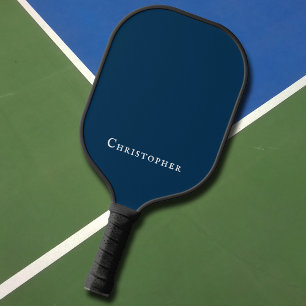 Simple First Name Elegant Modern Dark Navy Blue Pickleball Paddle