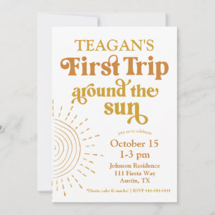 Simple First Trip Around The Sun First Birthday Invitation