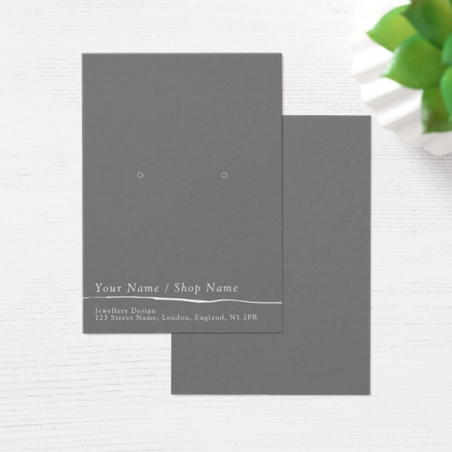 Simple flat grey earring display card (Desk)