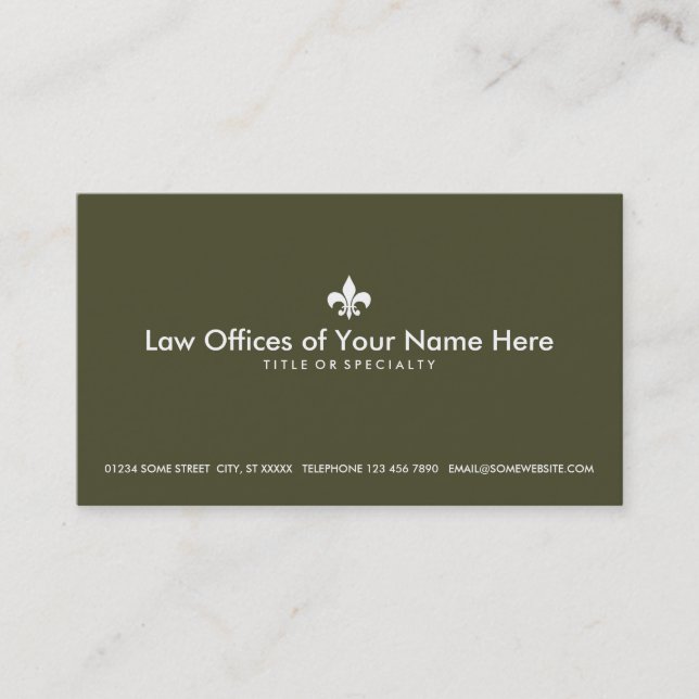 simple fleur de lys law office business card (Front)