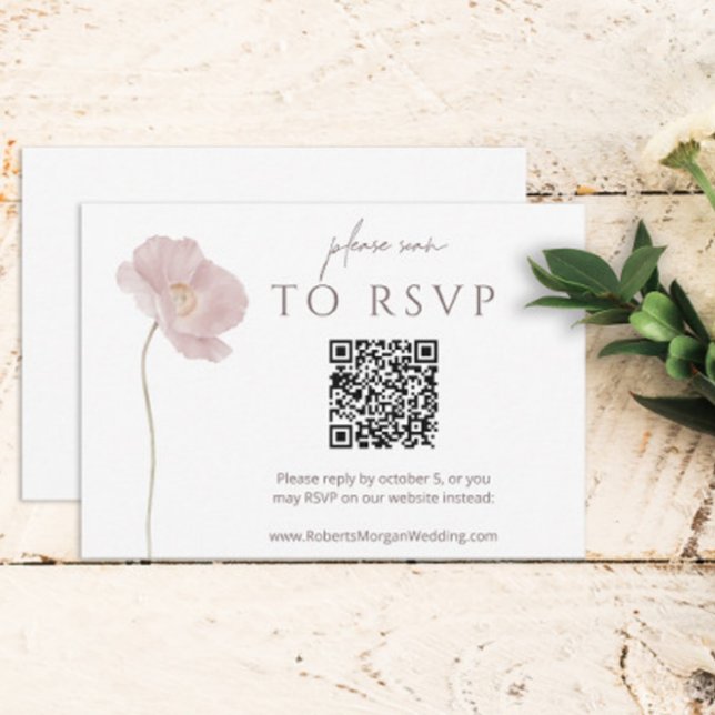 Simple Fleur sauvage Boho Wedding RSVP avec QR Cod (Créateur téléchargé)