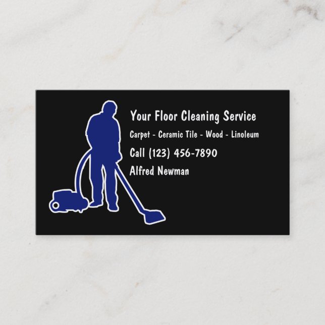 Simple Floor Cleaning Business Cards (Front)