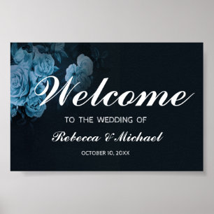 Simple Flora Gold Geometric Frame Wedding Welcome Poster
