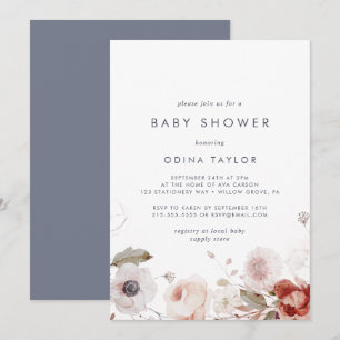 Simple Floral Baby Shower Invitation