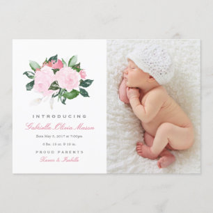 Simple Floral Birth Announcement
