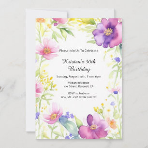 Simple Floral Birthday Invitation