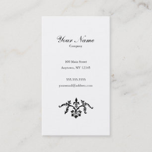 Simple Floral Black & White Business Card Portrait