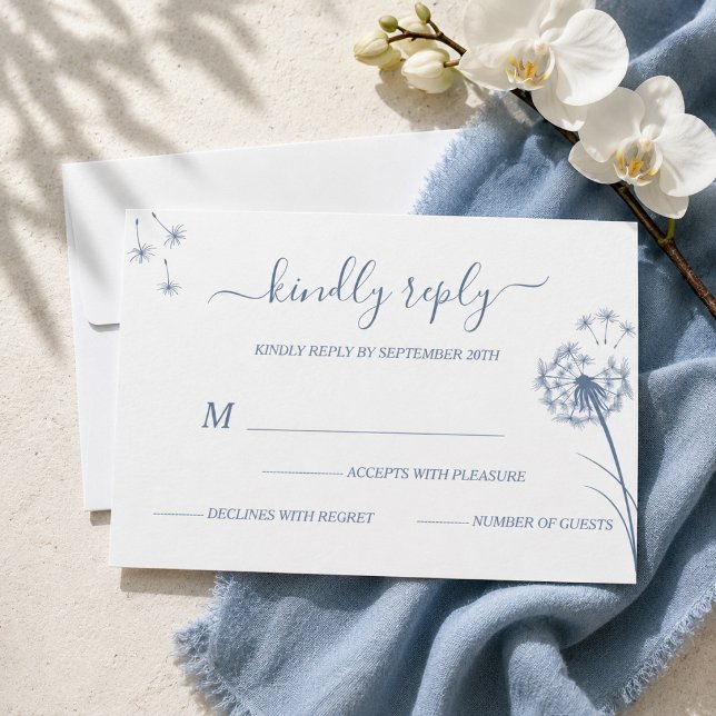 Simple Floral Blue Wedding RSVP Card (Creator Uploaded)