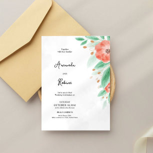 Simple Floral Botanical Wedding Invitation