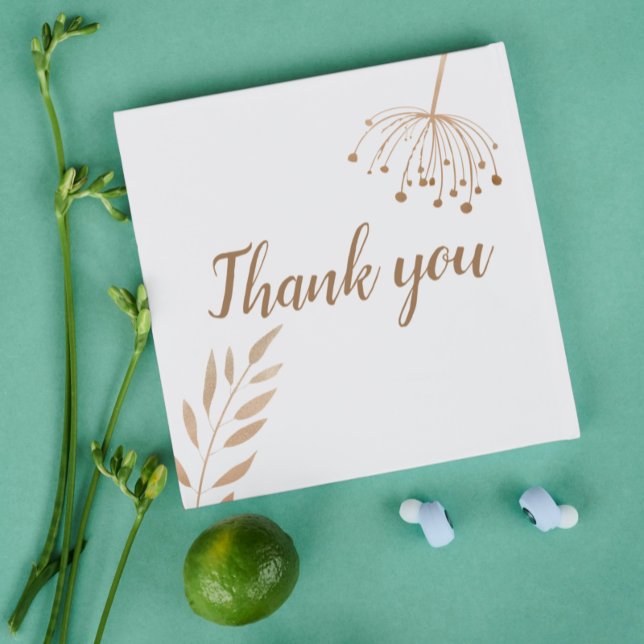Simple Floral Botaniqe Gold Foil Wedding Thank You (Creator Uploaded)