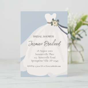 Simple Floral Bride Gown Bridal Shower Invitation
