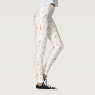 Simple Floral Bunny Pattern Easter Leggings