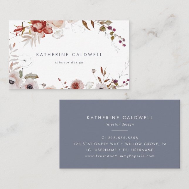 Simple Floral Business Card (Front/Back)