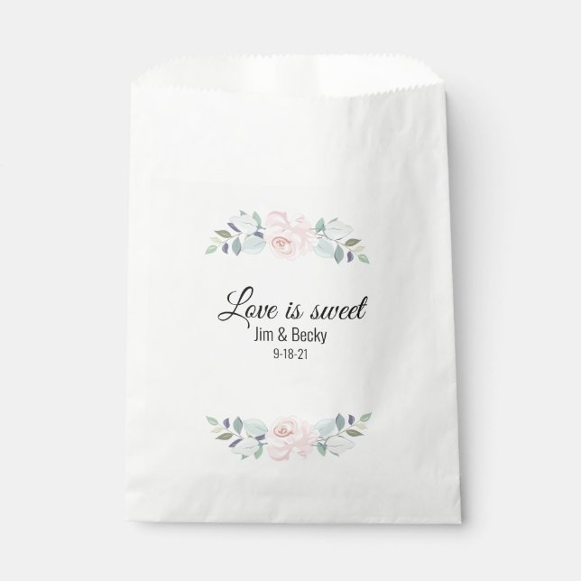 Simple floral COOKIE Favour Bags (Front)