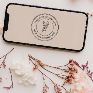Simple Floral Custom Business Name  Rubber Stamp
