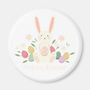 Simple Floral Easter Bunny   Magnet