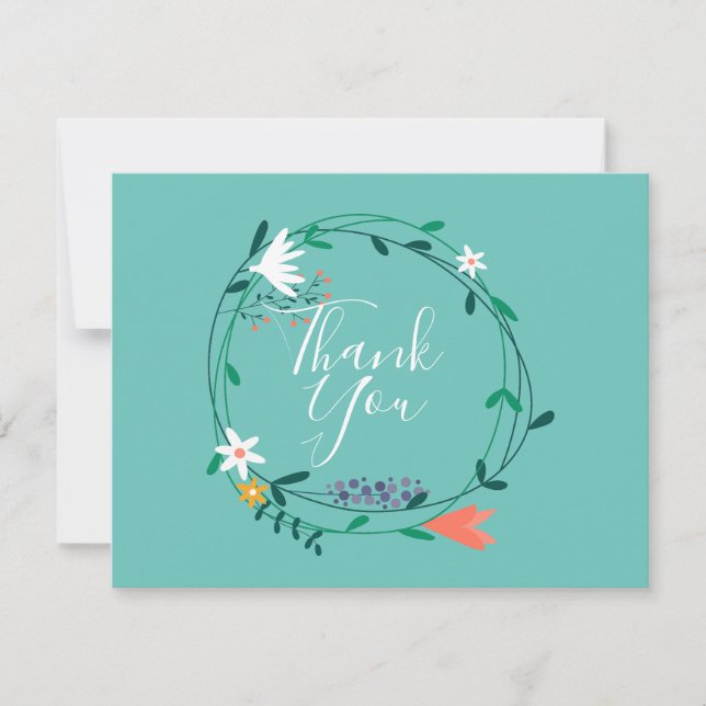 Simple Floral Garland Business Carte de remercieme (Devant)