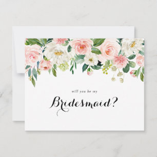 Simple Floral Green Foliage Bridesmaid Proposal Card