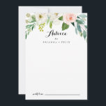 Simple Floral Green Foliage Calligraphy Wedding Advice Card<br><div class="desc">This simple floral green foliage calligraphy wedding advice card is perfect for a tropical wedding. The design features lovely white, pink, and blush hand-painted roses embedded in green foliage, inspiring artistic beauty. These cards are perfect for a wedding, bridal shower, baby shower, graduation party & more. Personalize the cards with...</div>