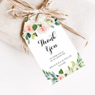 Simple Floral Green Foliage Wedding Thank You Gift Tags