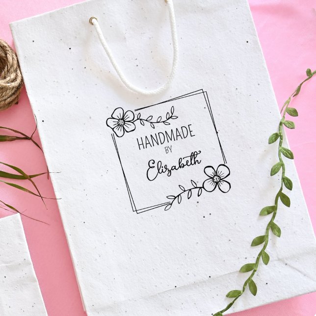Simple Floral Handmade, Business Custom  Rubber Stamp (Creator Uploaded)