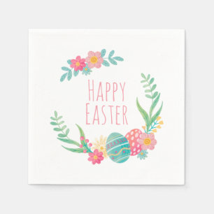 Simple Floral Happy Easter   Paper Napkin