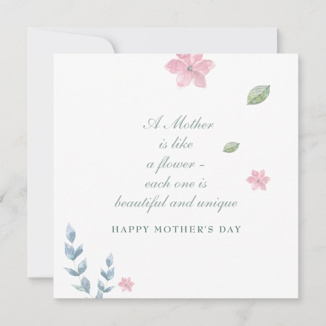 Simple Floral Happy Mother's Day Holiday Card (Front)