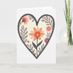 Simple Floral Heart Card