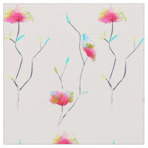 Simple floral Japanese inspired pink abstract Fabric