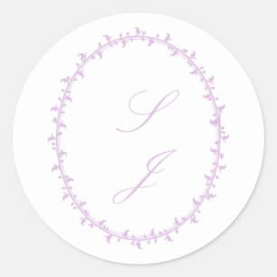 Simple floral lavender wedding classic round sticker