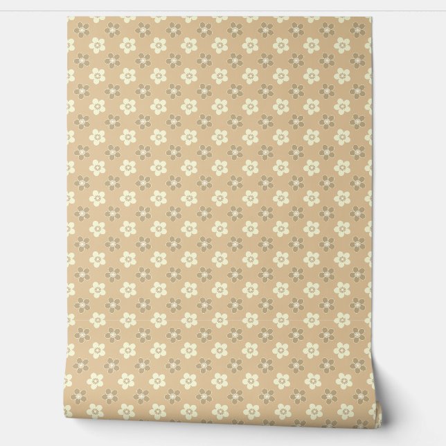 simple floral light beige pattern retro  wallpaper (Unrolling)