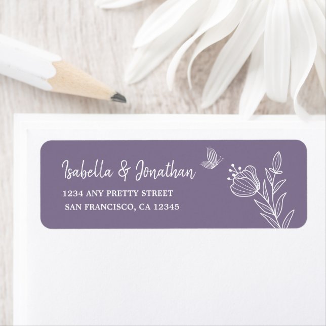 Simple floral mauve return address (Insitu)