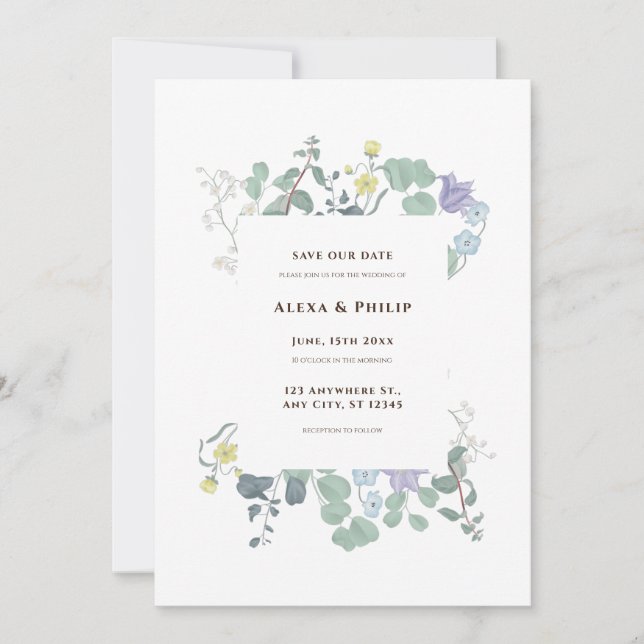 Simple Floral minimalist Wedding Invitation (Front)