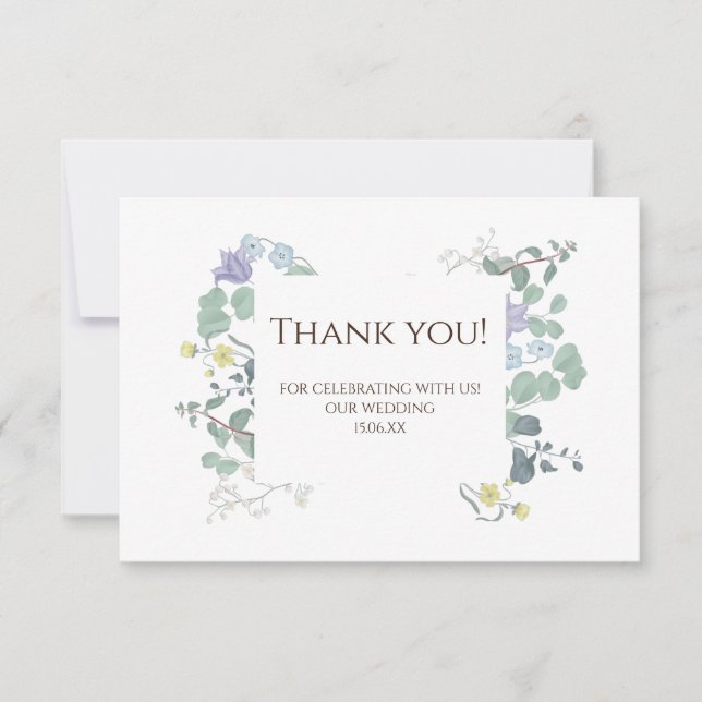 Simple Floral minimalist Wedding thank you (Front)