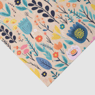 Simple Floral Modern Folk Art Illustration Tissue Paper