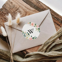 Simple Floral Monogram Wedding Envelope Seals