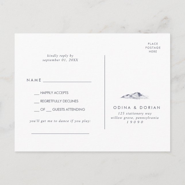 Simple Floral Mountain Chanson Demande Carte posta (Dos)