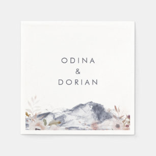Simple Floral Mountain Wedding Napkin