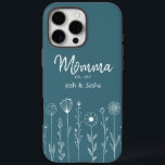 Simple Floral Nana Custom Title iPhone 16 Pro Max Case<br><div class="desc">Celebrate the love that blooms with this beautifully customized floral phone case! Featuring a soft botanical background, delicate wildflower line art, and your cuxztom choice of title Nana, Mom, Gigi, Aunt, Sister, etc. this design includes the names of beloved little ones and a special "est." date. A thoughtful gift for...</div>