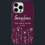 Simple Floral Nana Custom Title iPhone 16 Pro Max Case<br><div class="desc">Celebrate the love that blooms with this beautifully customized floral phone case! Featuring a soft botanical background, delicate wildflower line art, and your cuxztom choice of title Nana, Mom, Gigi, Aunt, Sister, etc. this design includes the names of beloved little ones and a special "est." date. A thoughtful gift for...</div>